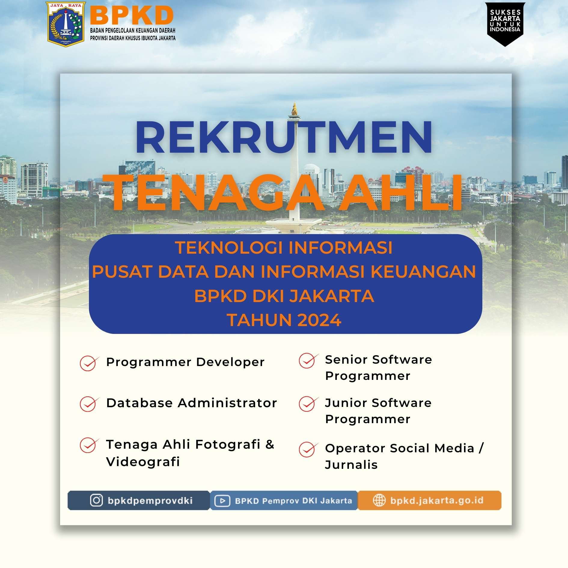 Rekrutmen Tenaga Ahli PDIK - BPKD DKI Jakarta Tahun 2024